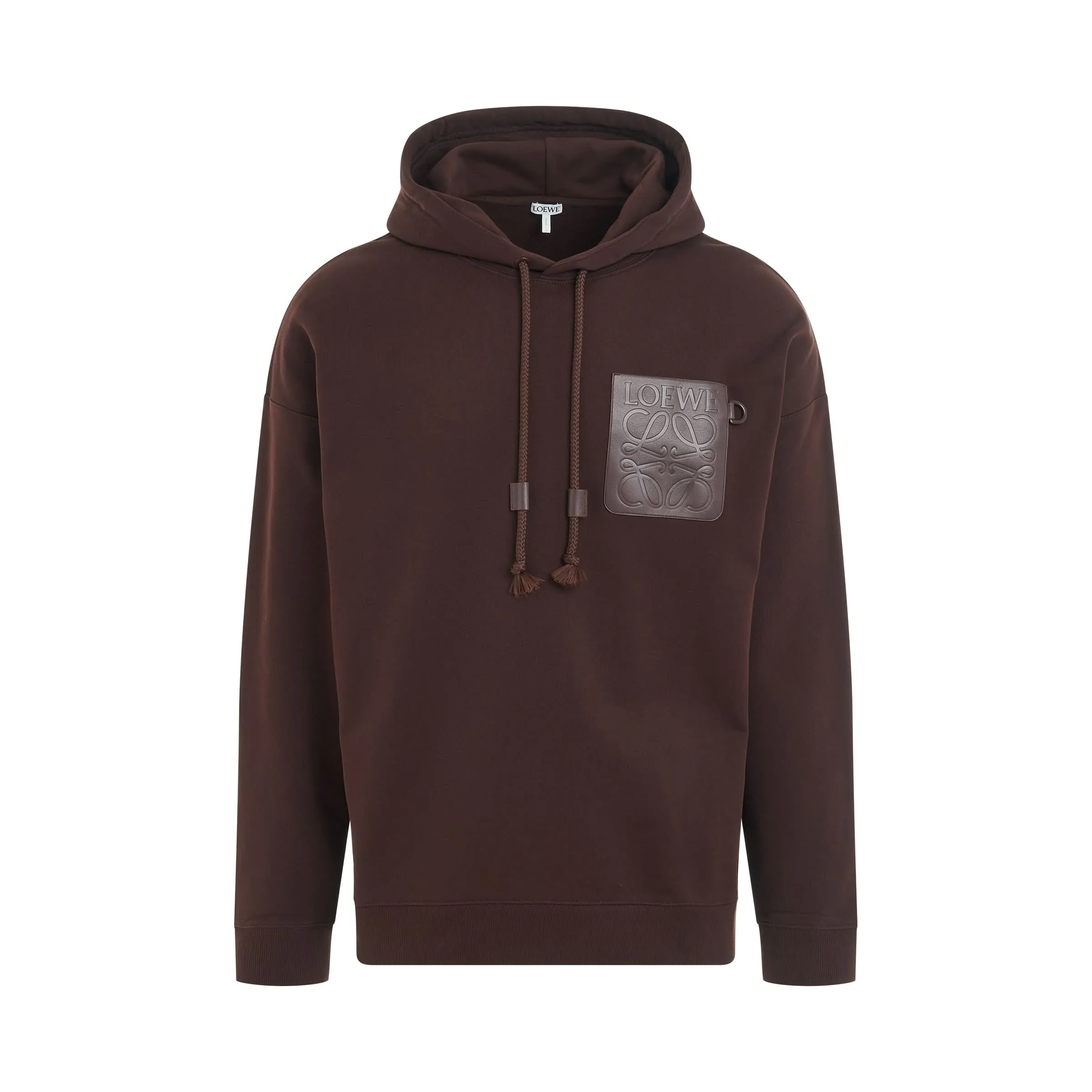 Anagram Patch Pocket Hoodie in Chocolate Brown