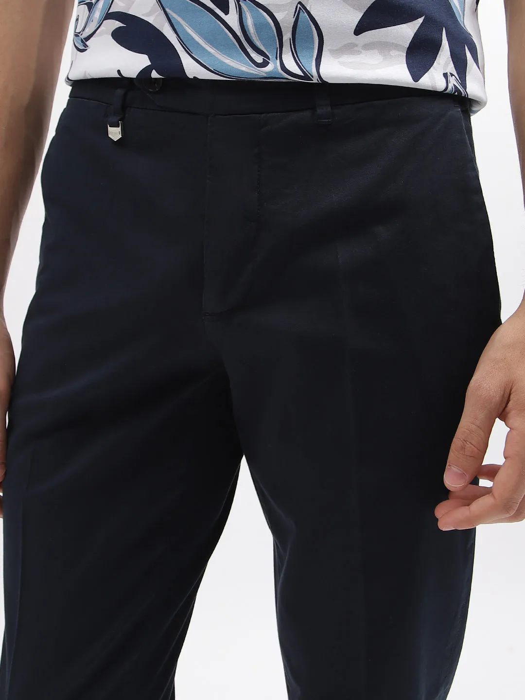 Antony Morato Men Blue Solid Skinny Fit Mid-Rise Trouser