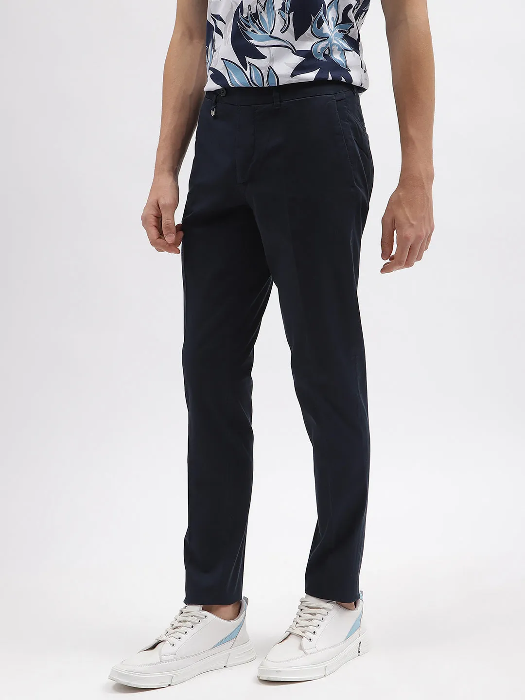 Antony Morato Men Blue Solid Skinny Fit Mid-Rise Trouser