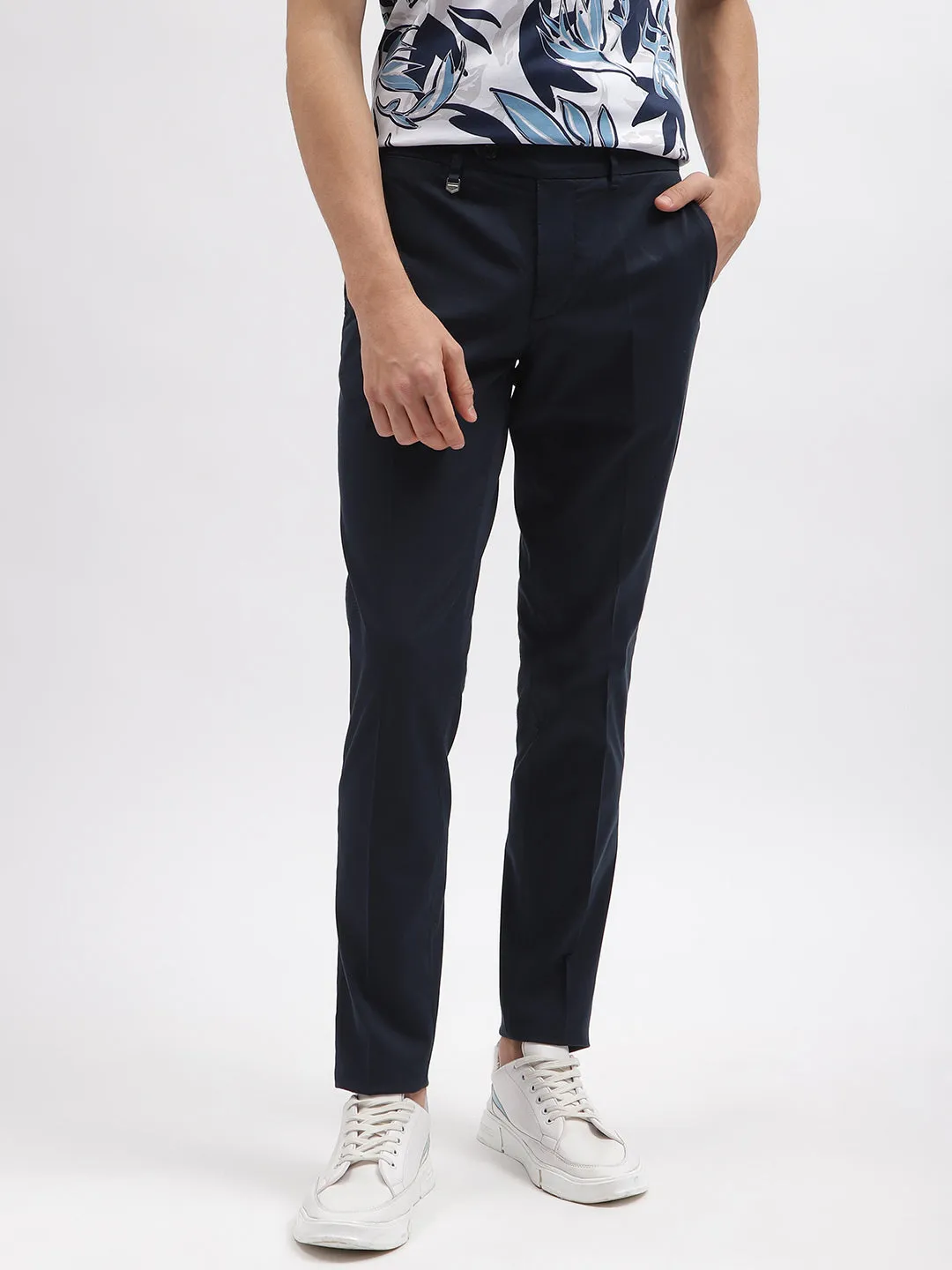 Antony Morato Men Blue Solid Skinny Fit Mid-Rise Trouser