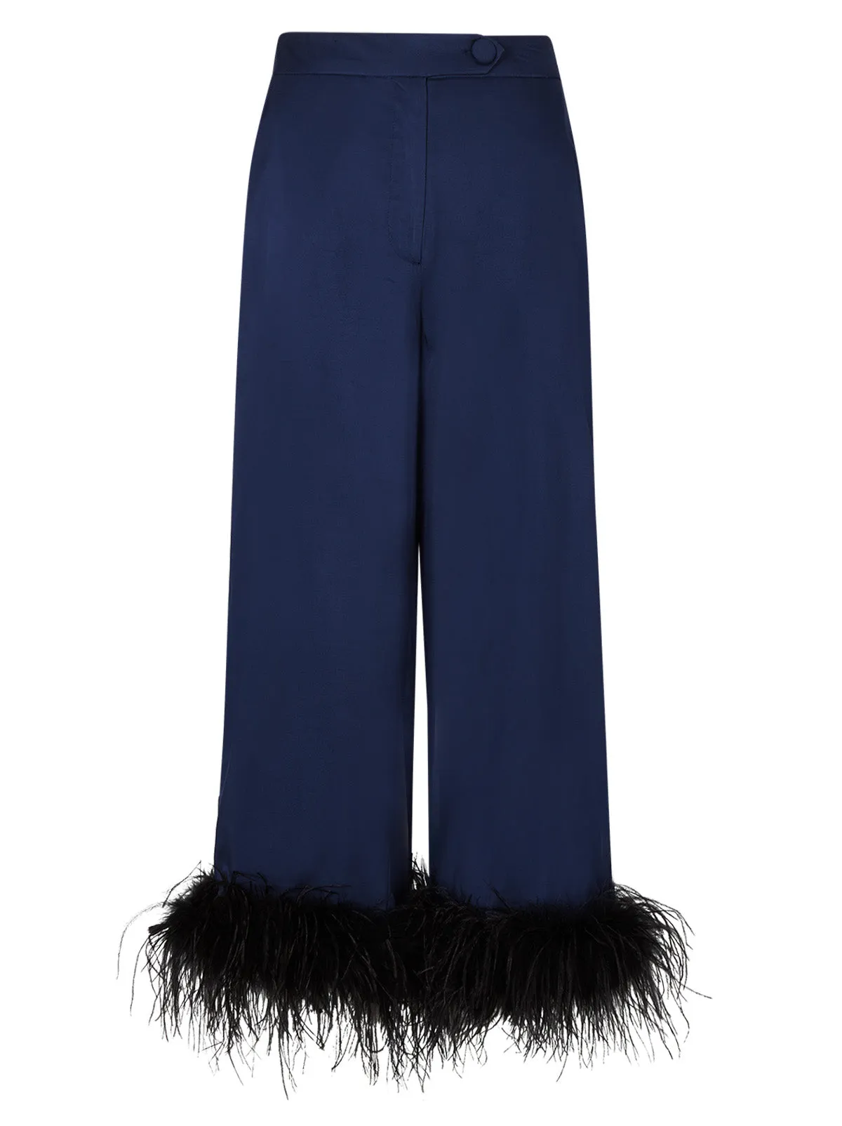 Apollo Navy Feather Satin Trousers