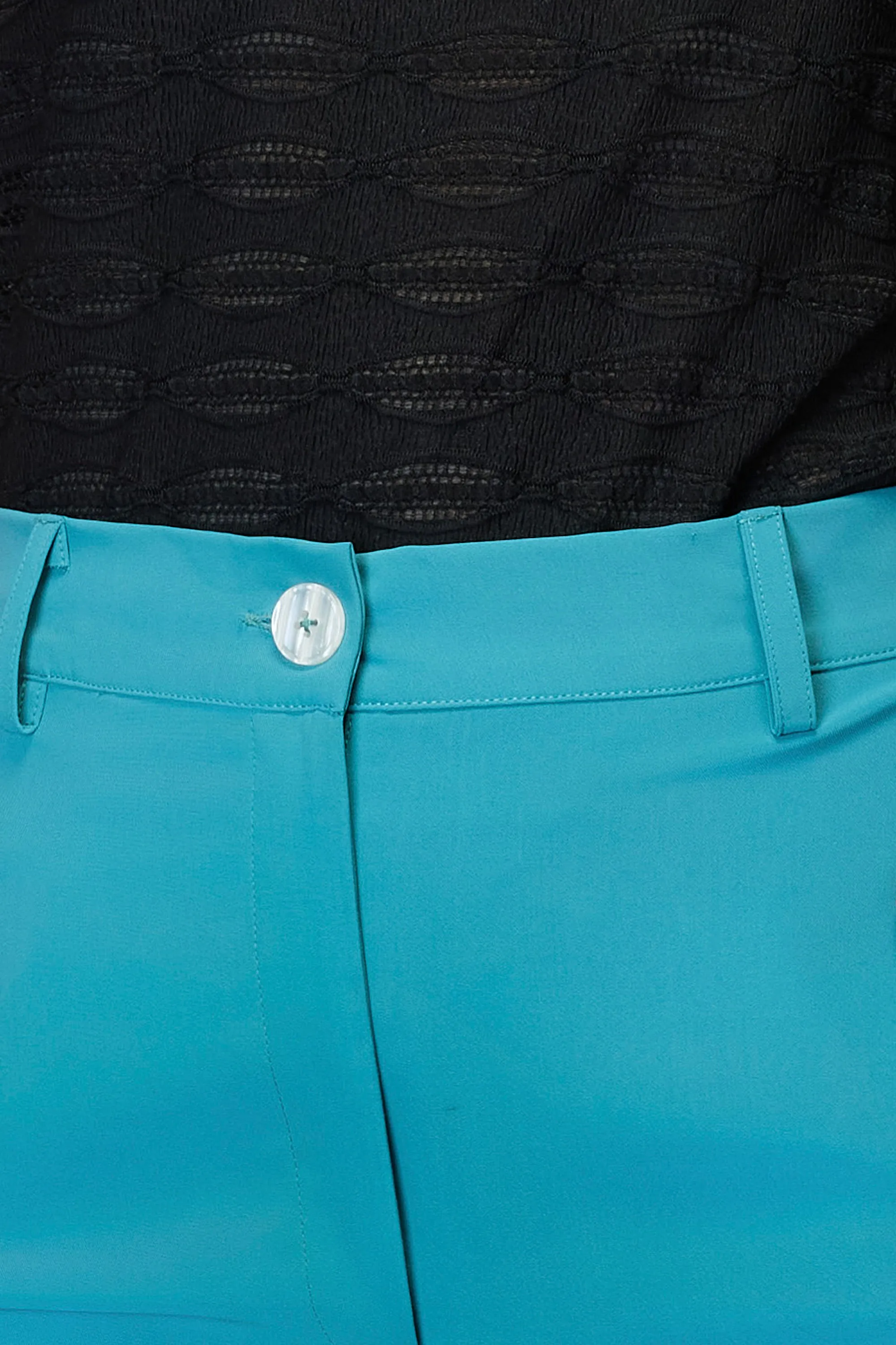 Aqua Blue High-Waist Trousers