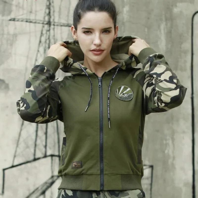 Army Camouflage Zip Up Hooded Sweatshirt