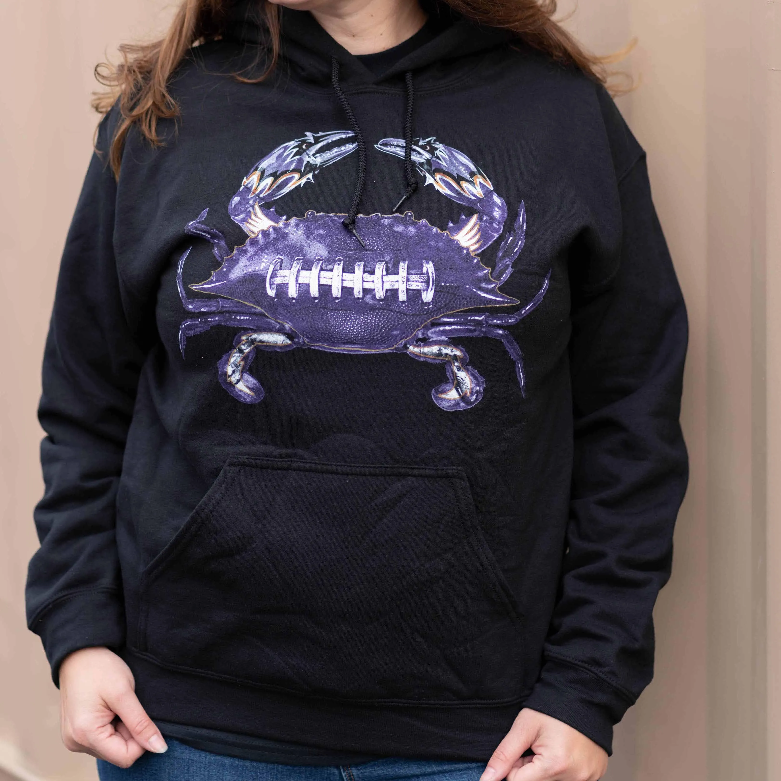 Baltimore Football Home Team Crab *Front Print* (Black) / Hoodie