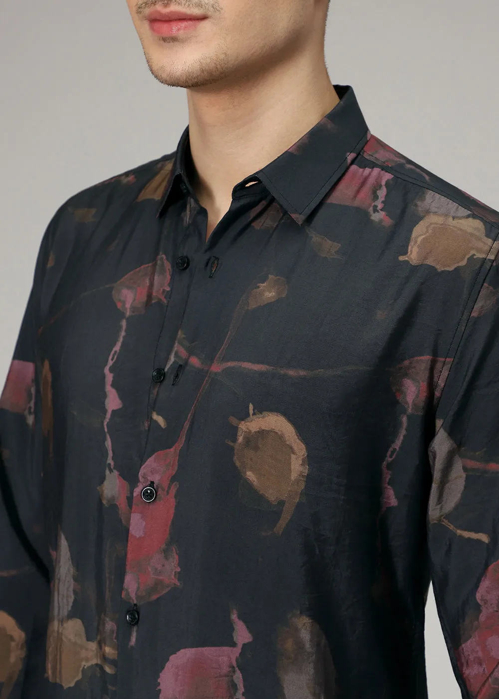 Black Multi Wash Print Shirt