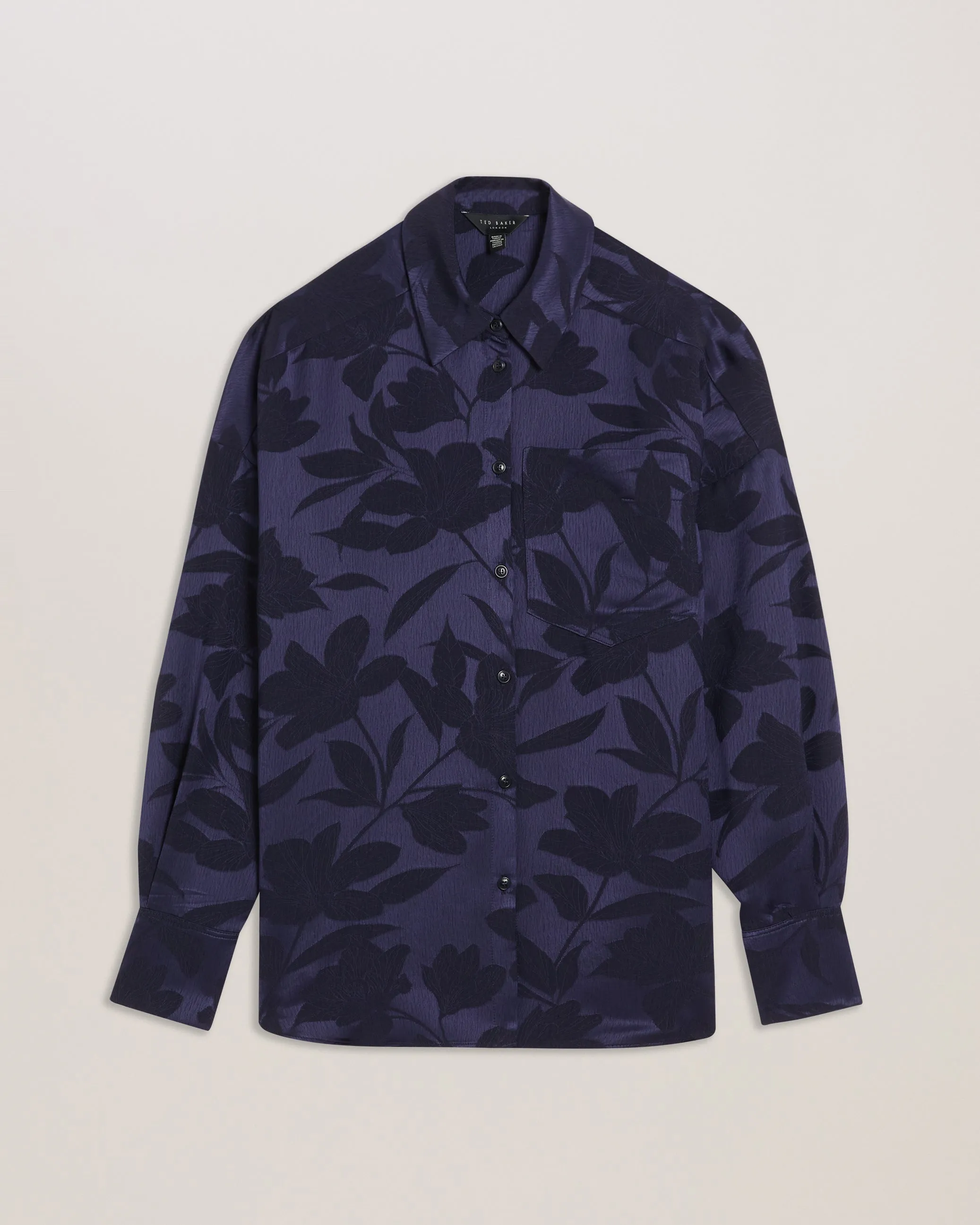 Bormida Floral Print Oversized Shirt Navy