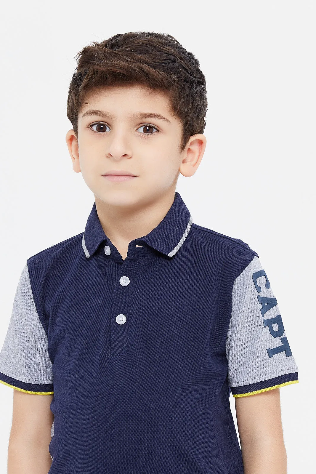 Boys Navy Captain Adorable Polo Shirt