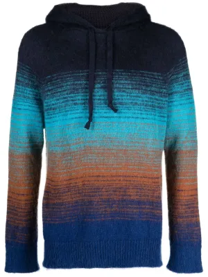 CAPPUCCIO DEGRADE GRADIENT-EFFECT KNITTED HOODIE