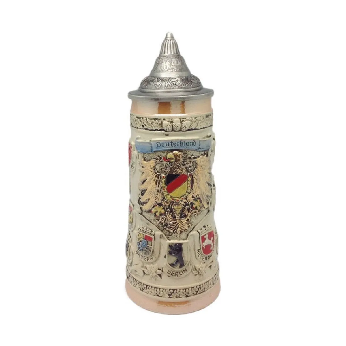 Ceramic German Beer Stein Coat of Arms Lid