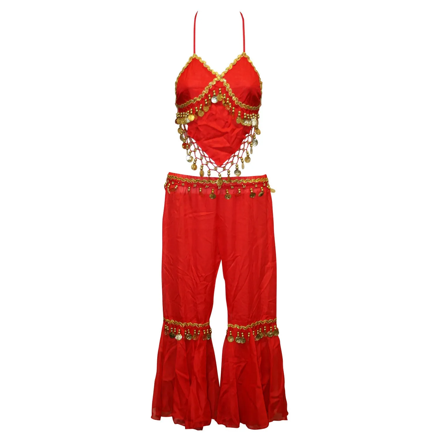 Copy of Kids Professional Belly Dance Genie Costume with Gold Sequin and Coins