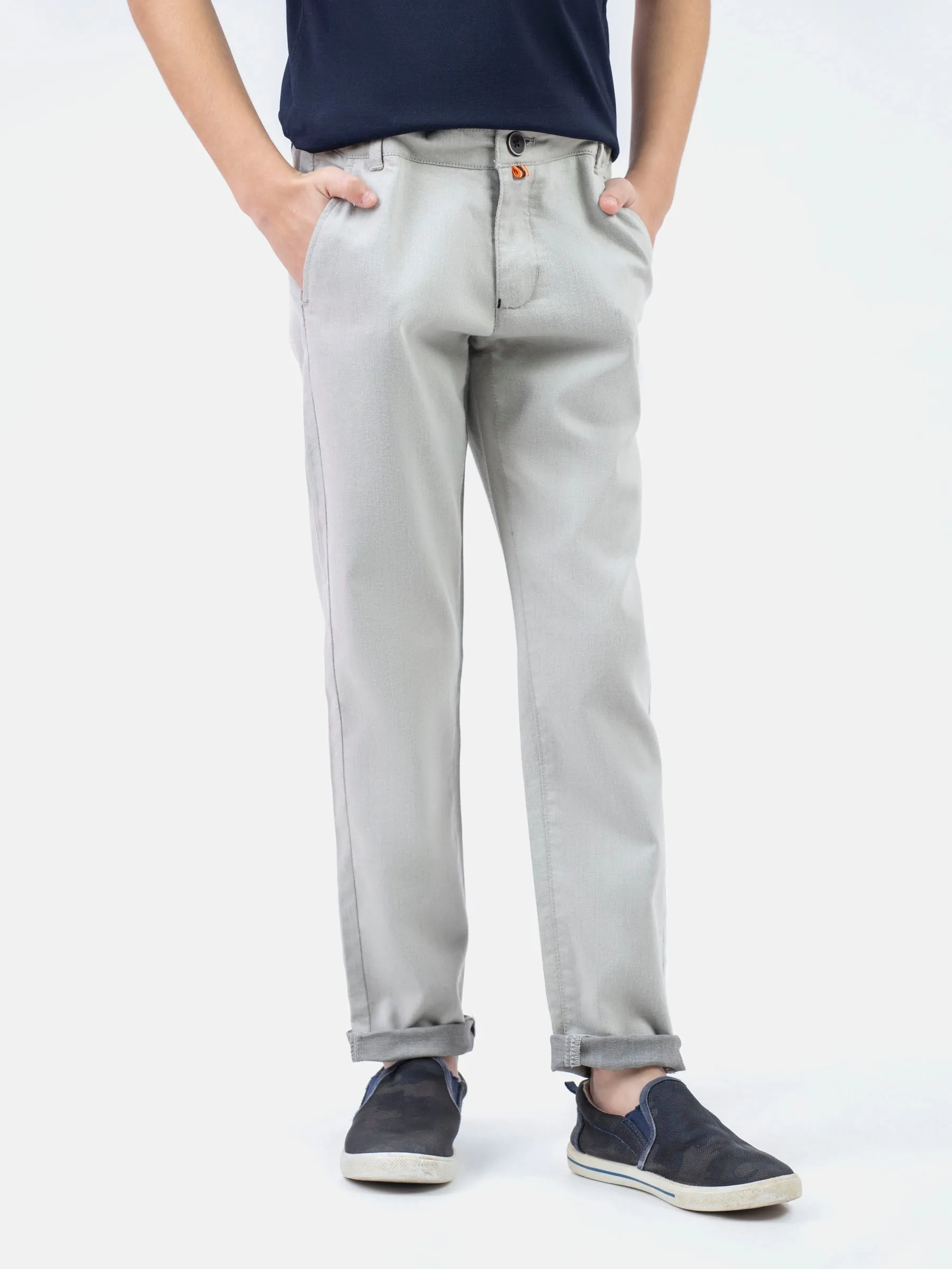 Cream Structured Casual Trouser