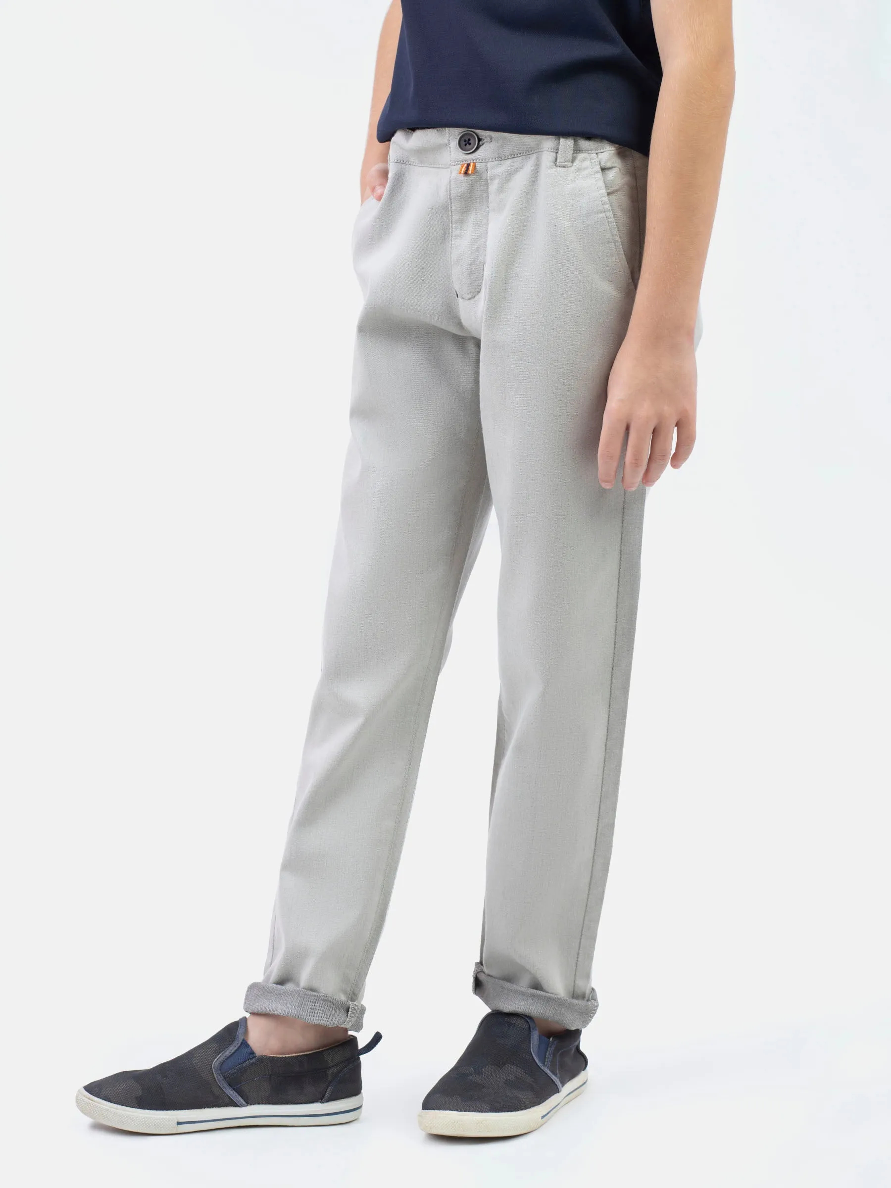 Cream Structured Casual Trouser