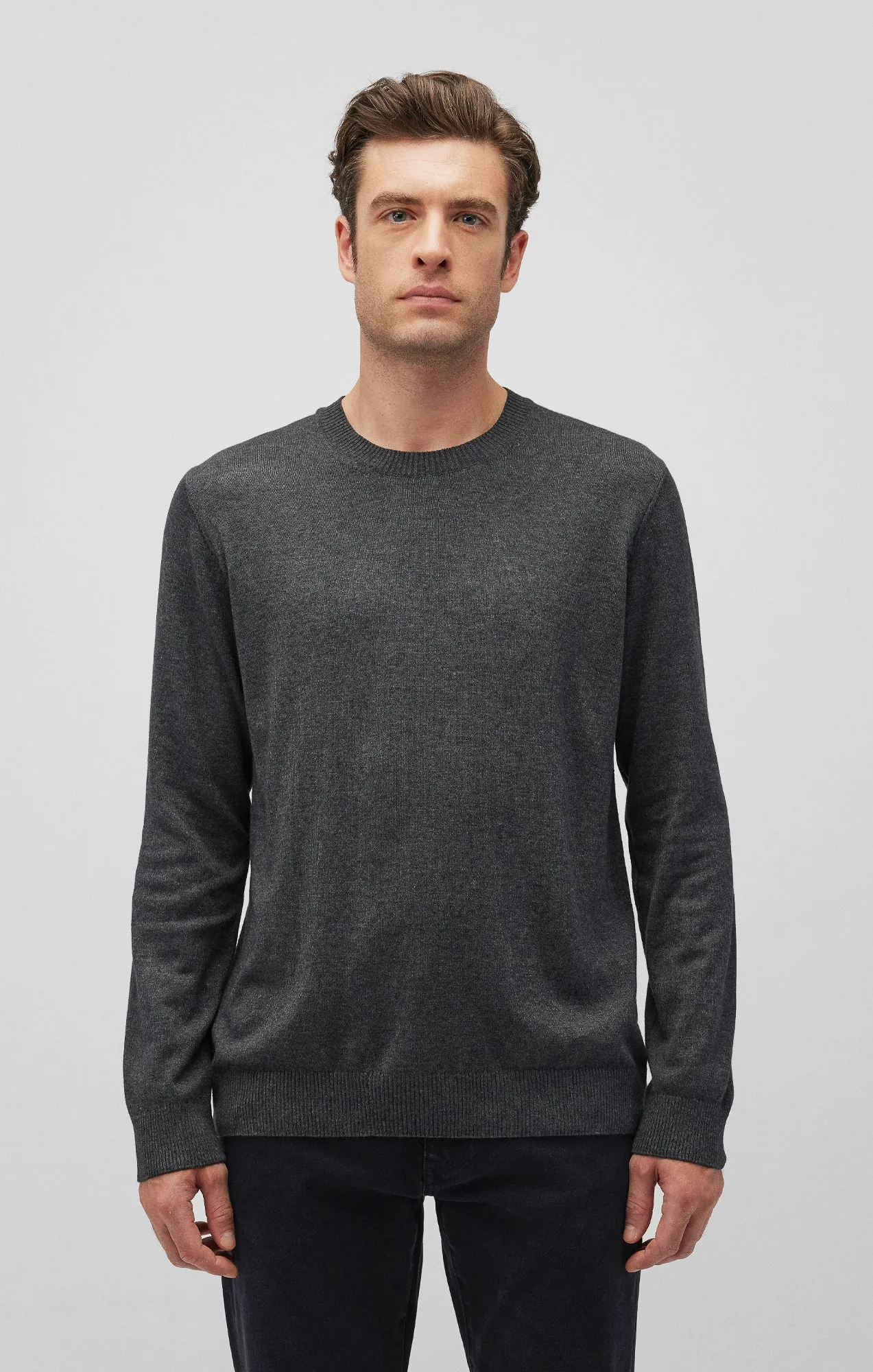 CREW NECK SWEATER IN ANTHRACITE MELANGE