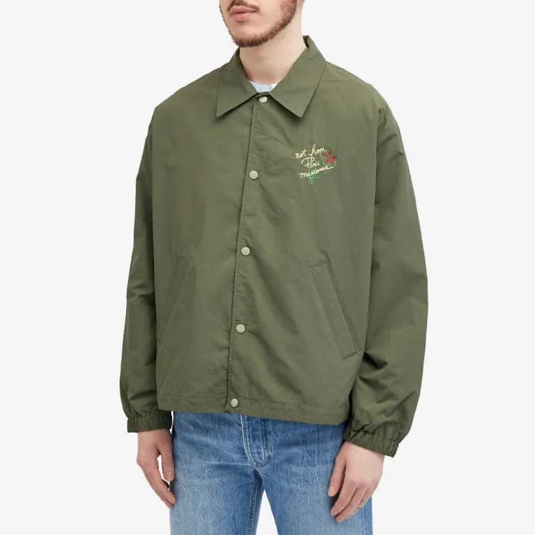 Drole De Monsieur Sketch Slogan Ripstop Shirt, Dark Green