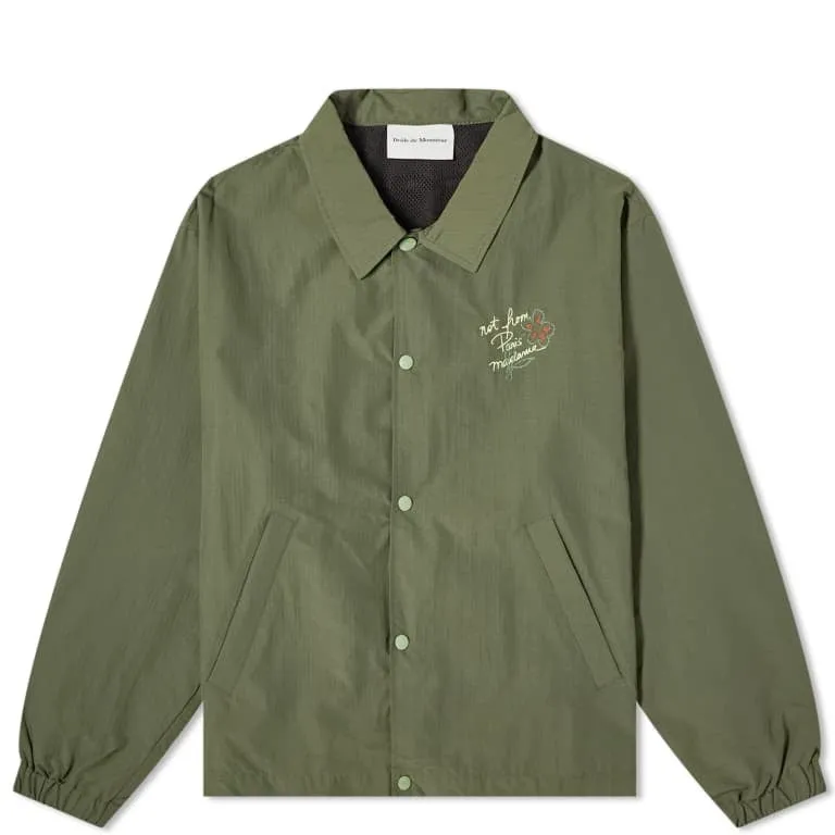 Drole De Monsieur Sketch Slogan Ripstop Shirt, Dark Green