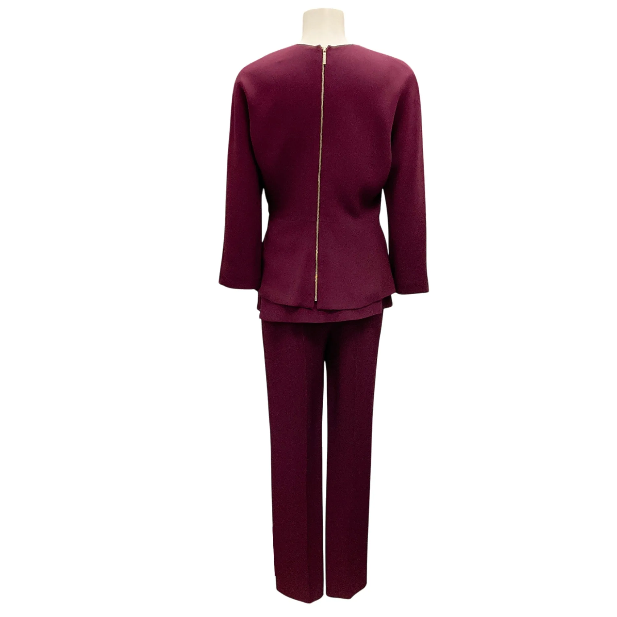 Elie Saab Plum Crepe Blouse and Pants Two-Piece Set