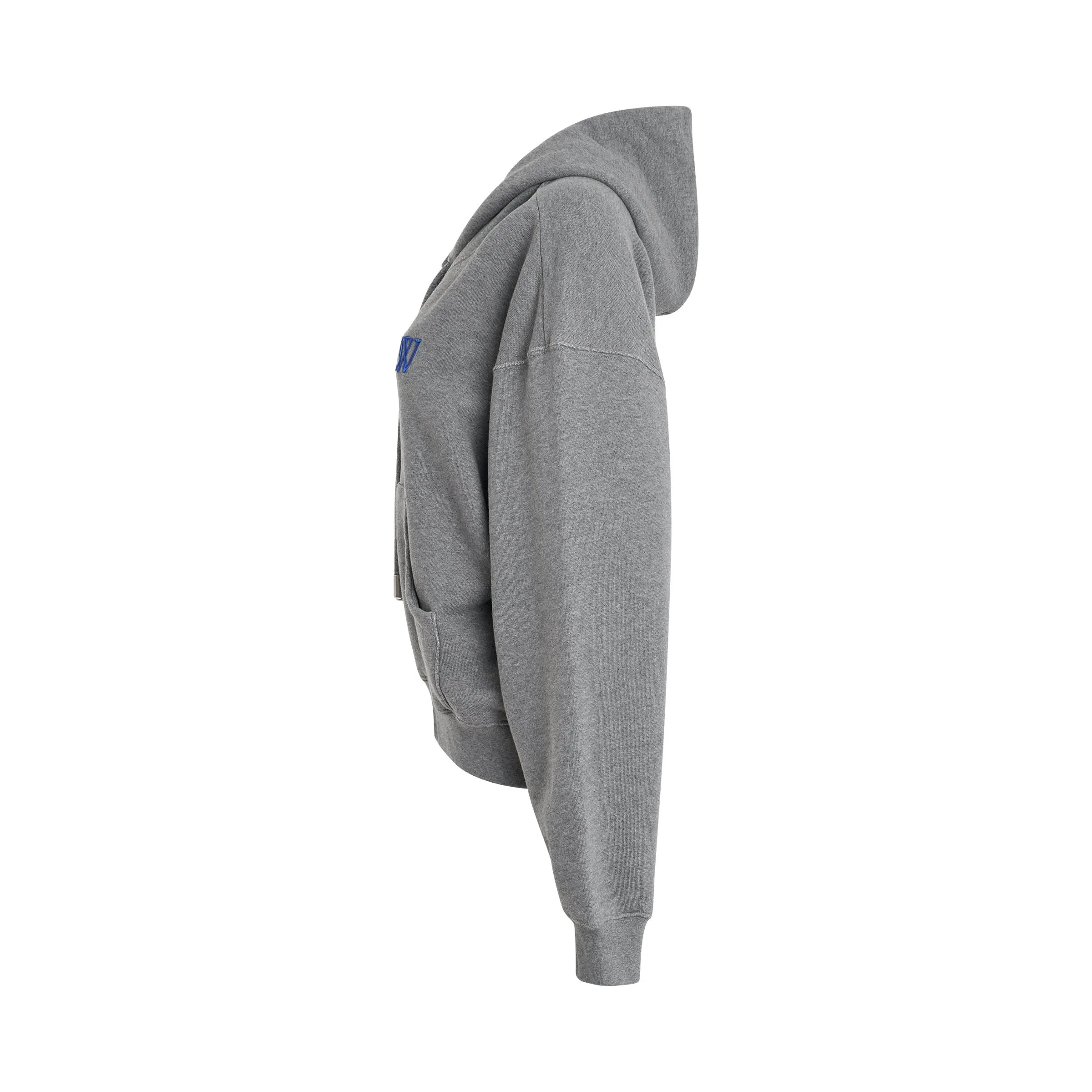 Embroidered OW Oversized Hoodie in Grey Melange/Nautical Blue