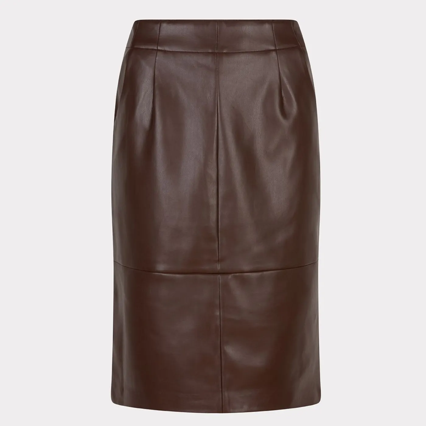 Esqualo Vegan Leather Pencil Skirt | Chocolate