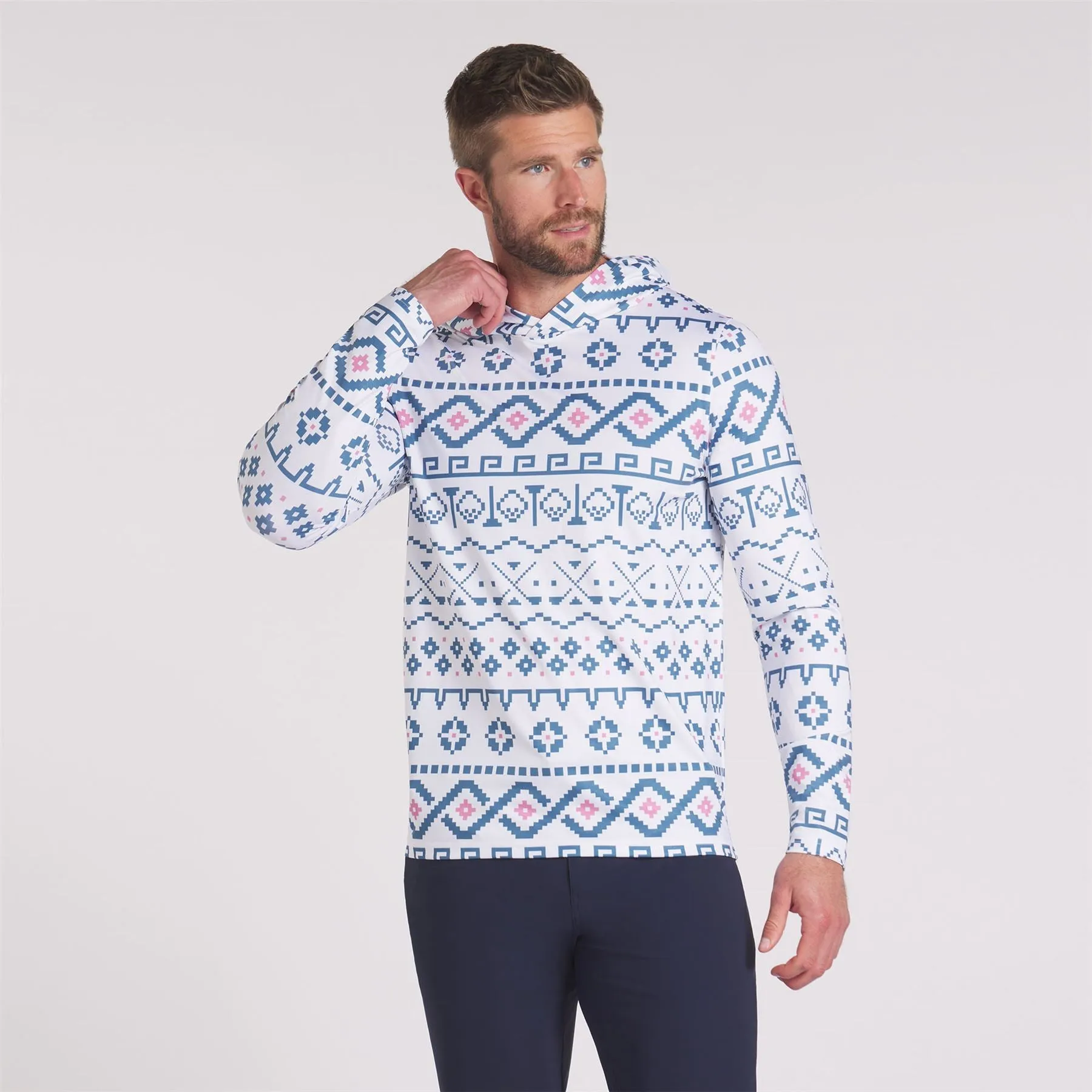 Fair Isle Hoodie White Glow/Blue Horizon - AW24