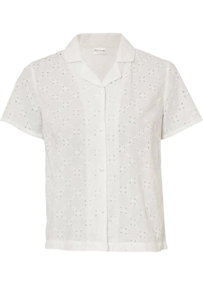 Fashionable blouse with embroidery on Bodyflirt eyelets, white