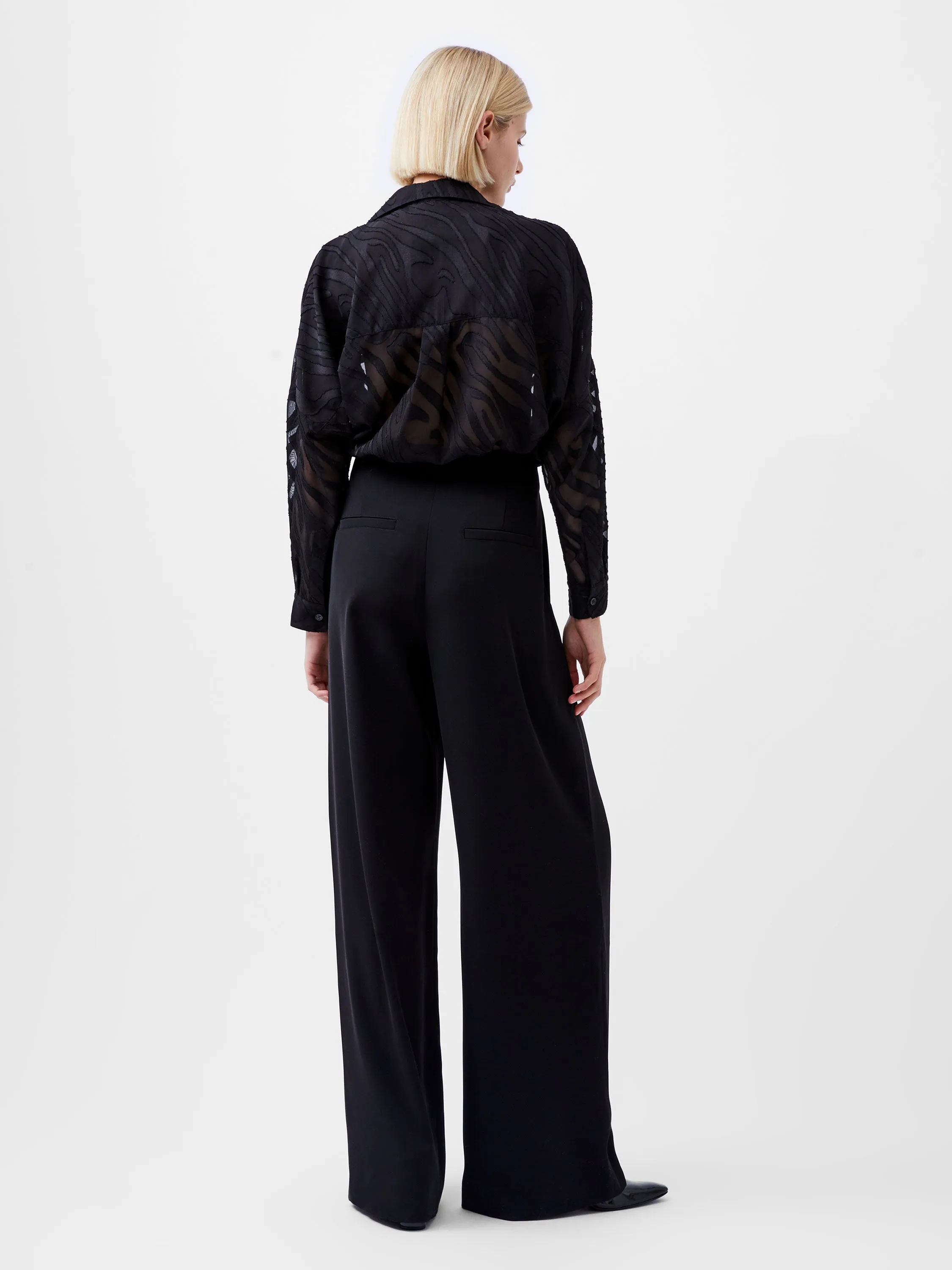 French Connection Harrie Suiting Wide Leg Trousers-Blackout-74XAJ