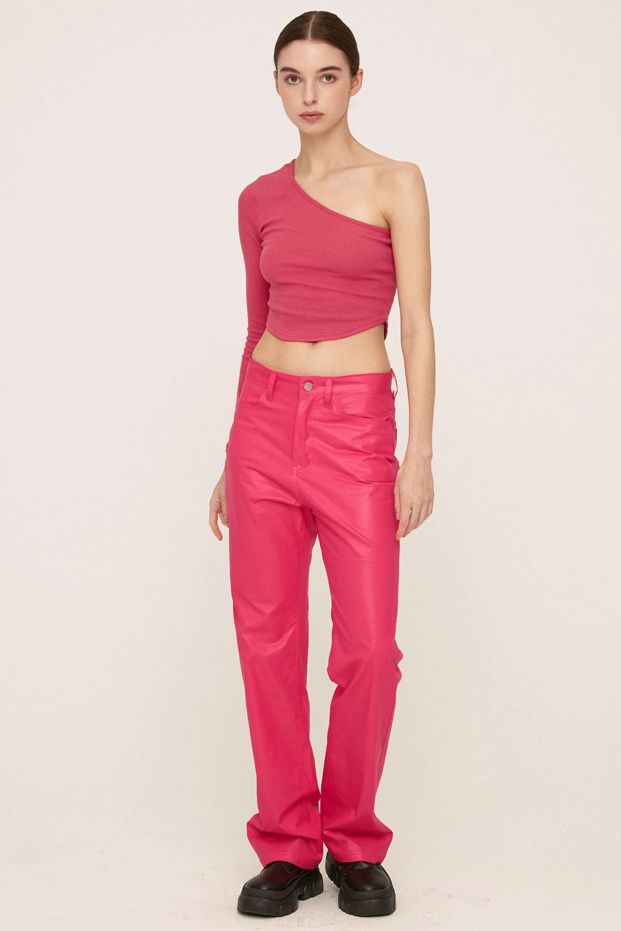 Freyja Coated Leather-like Pants