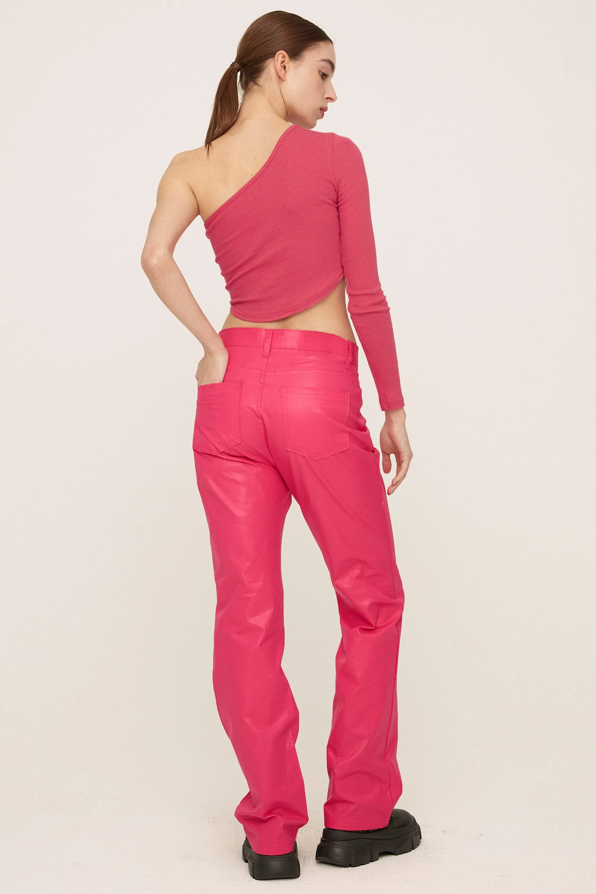 Freyja Coated Leather-like Pants