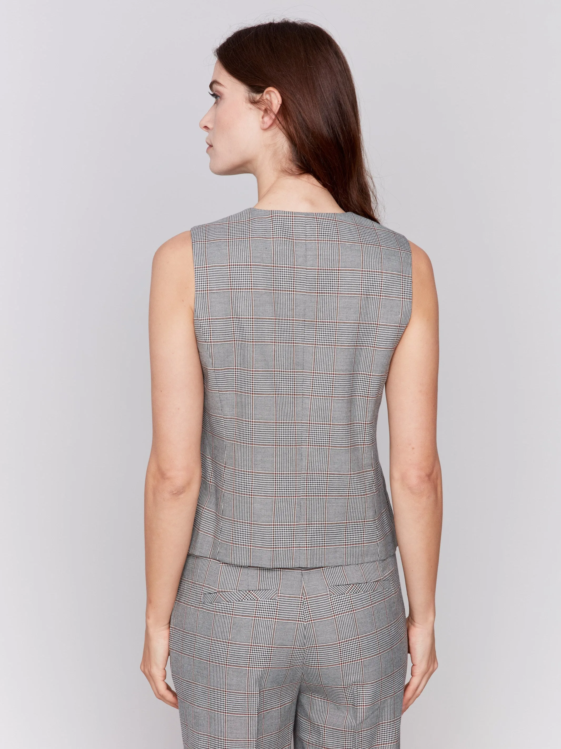 Glen Plaid Suit Vest - Terracotta