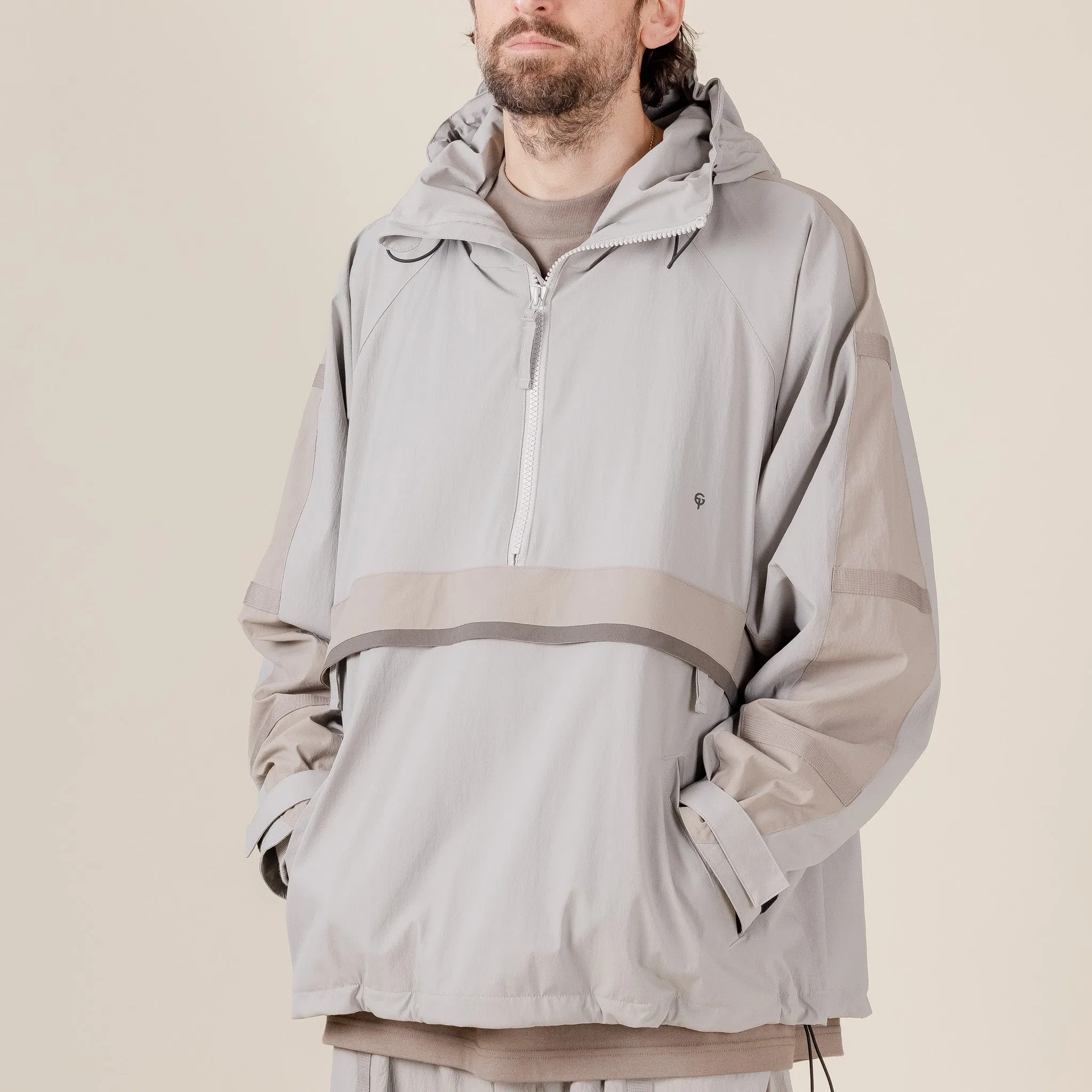 GOOPiMADE X TTOO - “Gof-A3”  Tech-Meander Pullover Jacket - Light Grey