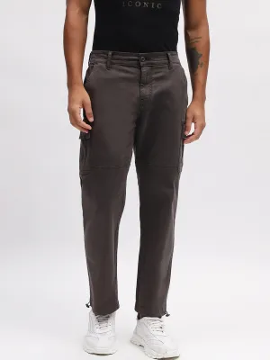 Iconic Men Charcoal Solid Relaxed Fit Trouser