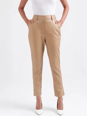 Iconic Women Beige Solid Regular Fit Trouser