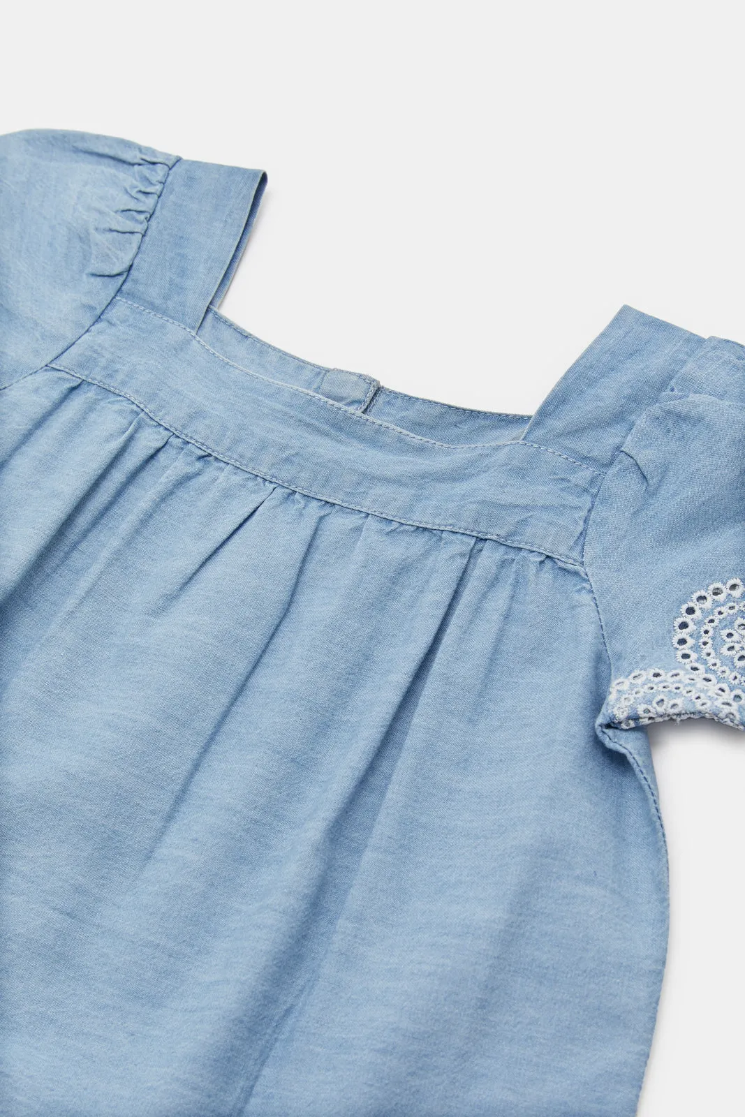 Infant Girls Blue Embossed Blouse