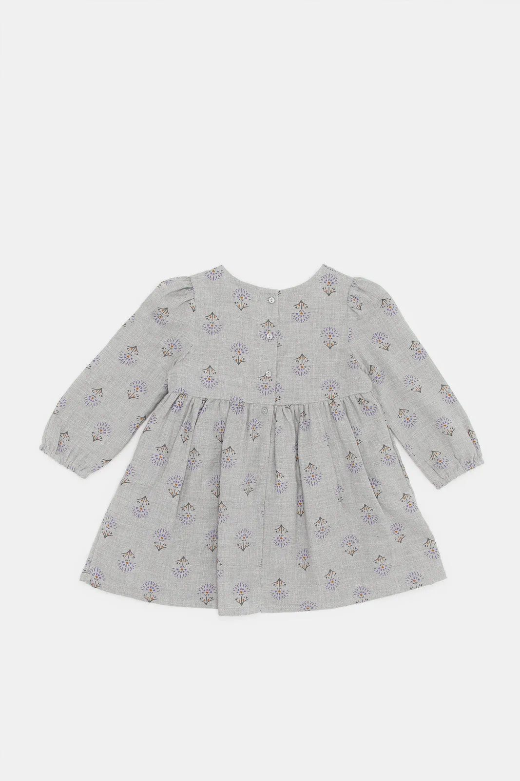 Infant Girls Charcoal Melange Printed Top