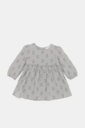 Infant Girls Charcoal Melange Printed Top