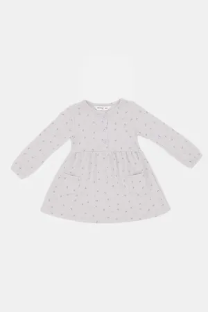 Infant Girls Grey Printed Dress