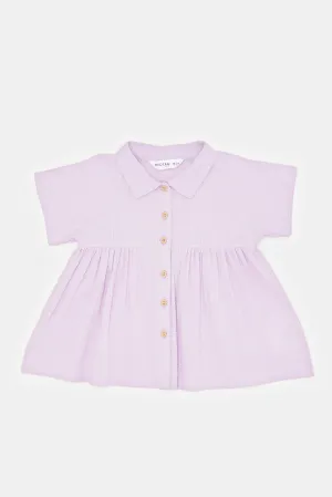 Infant Girls Lilac Jacquard Blouse