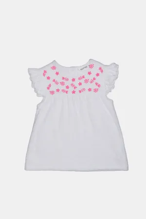 Infant Girls White Embroidered Blouse