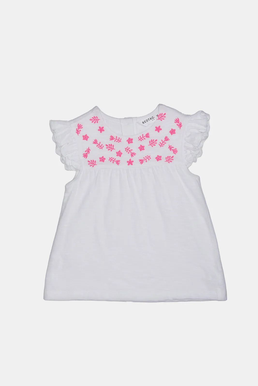 Infant Girls White Embroidered Blouse