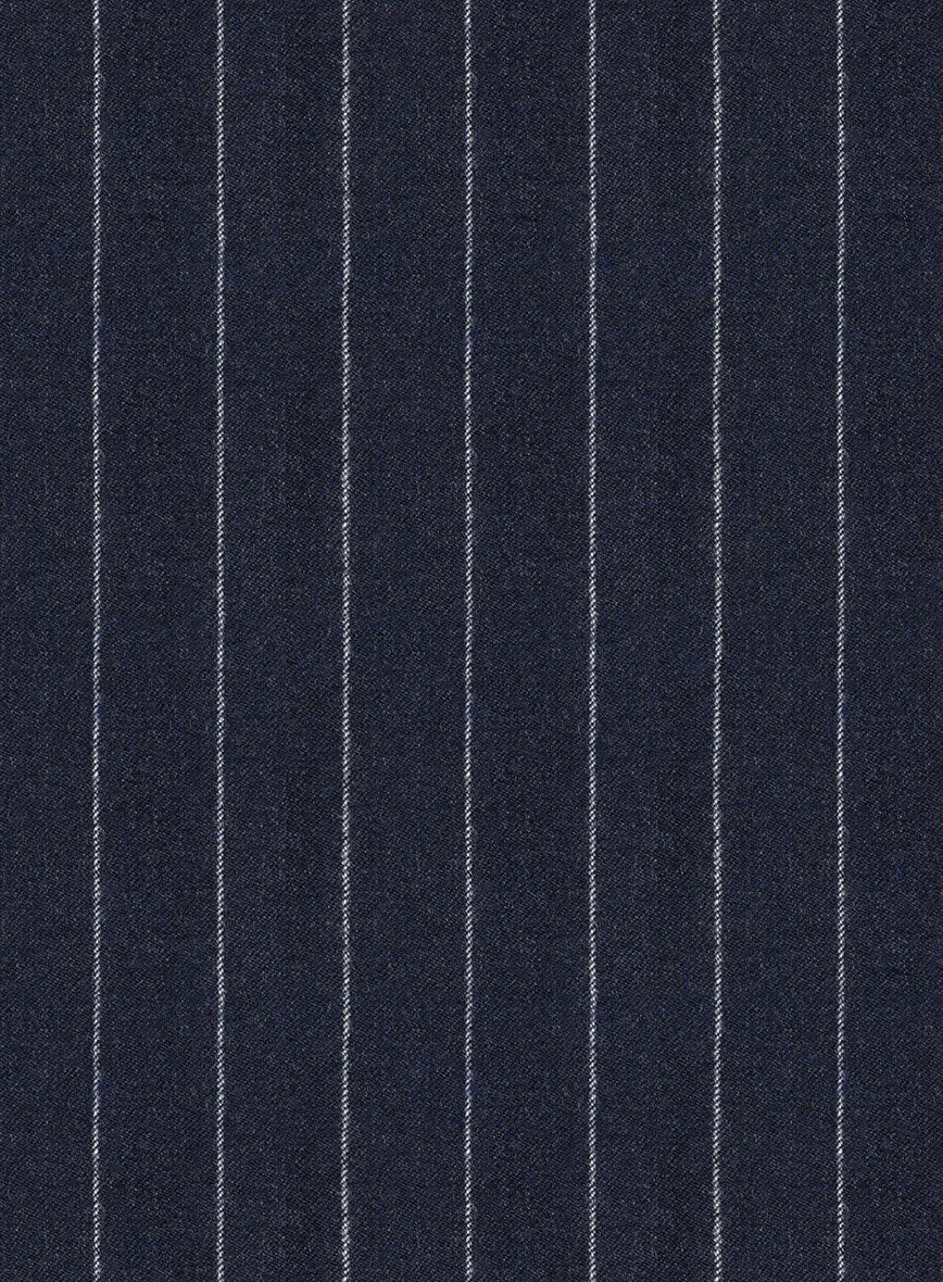 Italian Afito Indigo Blue Chalkstripe Flannel Pants