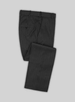 Italian Charcoal Herringbone Flannel Pants