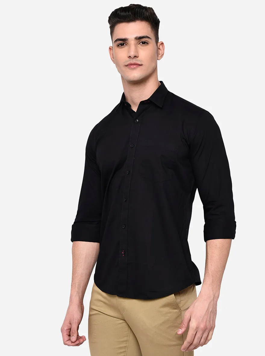 Jet Black Solid Smart Fit Casual Shirt | Greenfibre