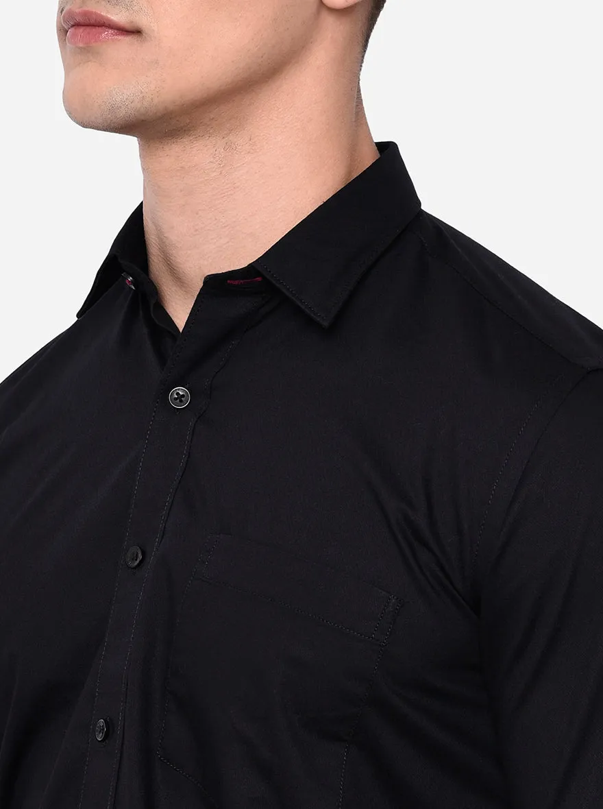 Jet Black Solid Smart Fit Casual Shirt | Greenfibre