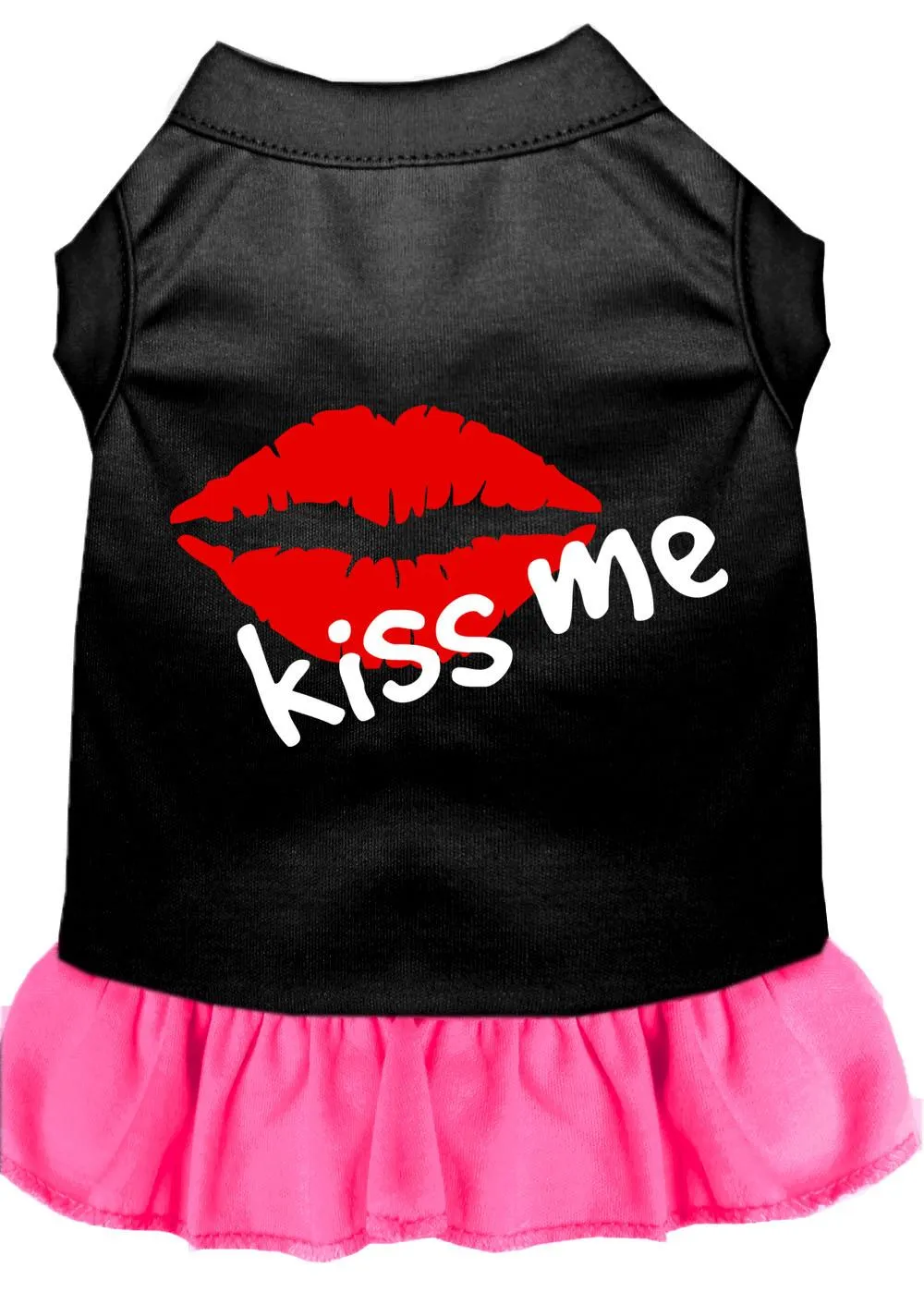 Kiss Me Screen Print Dress Black With Bright Pink Xs (8)