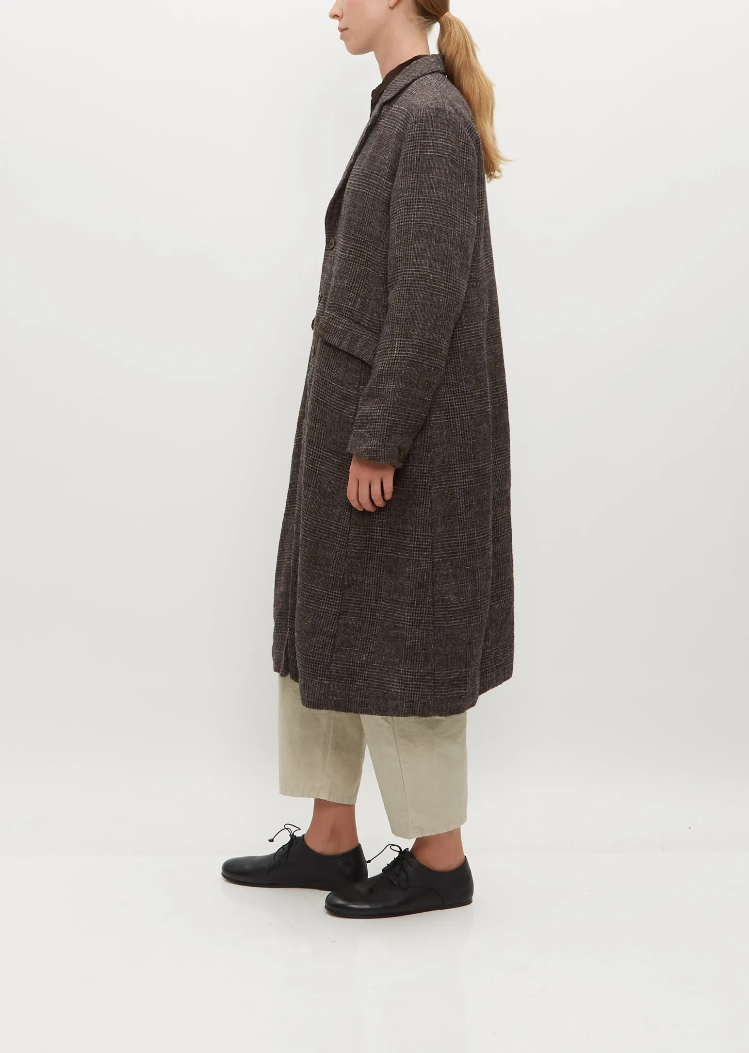 Linen Wool Glen Check Coat