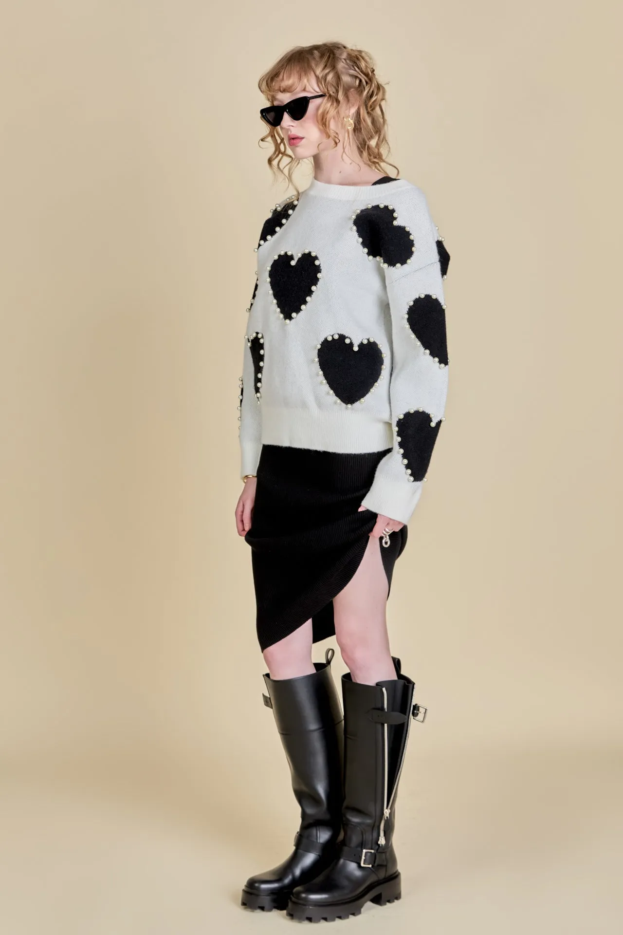 Long-Sleeve Heart Sweater