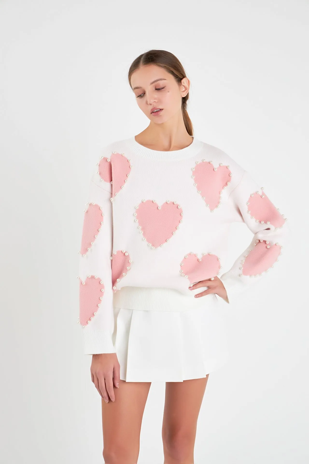 Long-Sleeve Heart Sweater