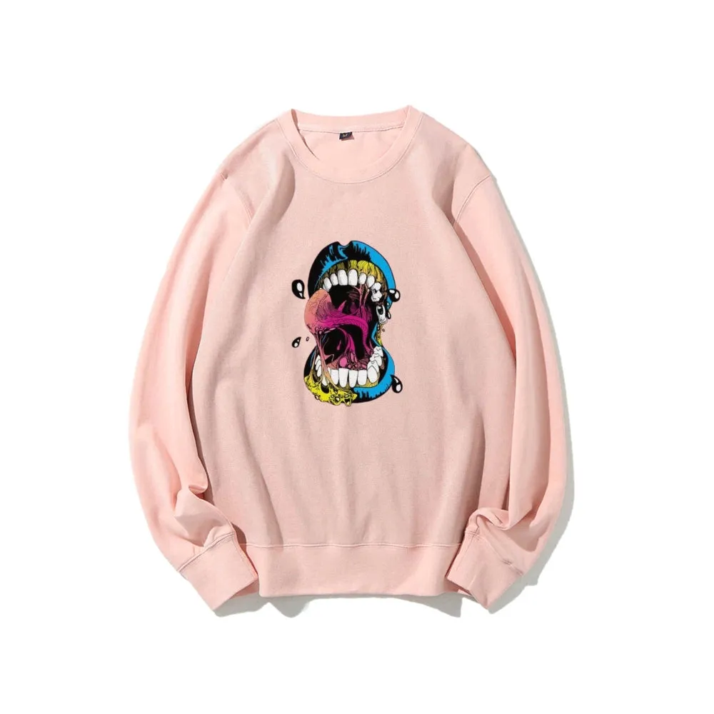 Mens Big Mouth Skull Graphic Sweatshirts