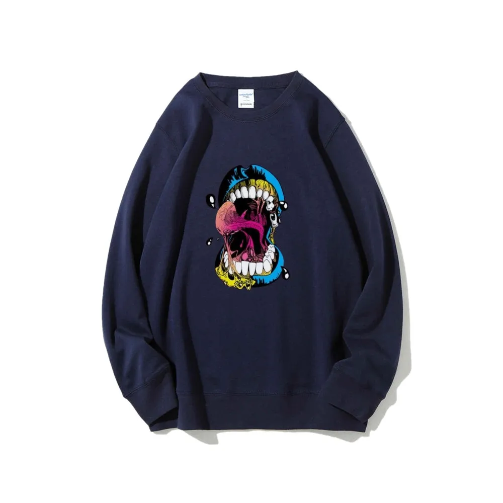 Mens Big Mouth Skull Graphic Sweatshirts