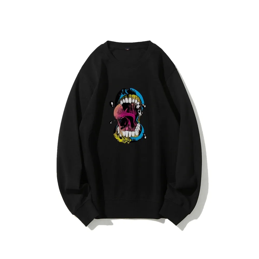 Mens Big Mouth Skull Graphic Sweatshirts