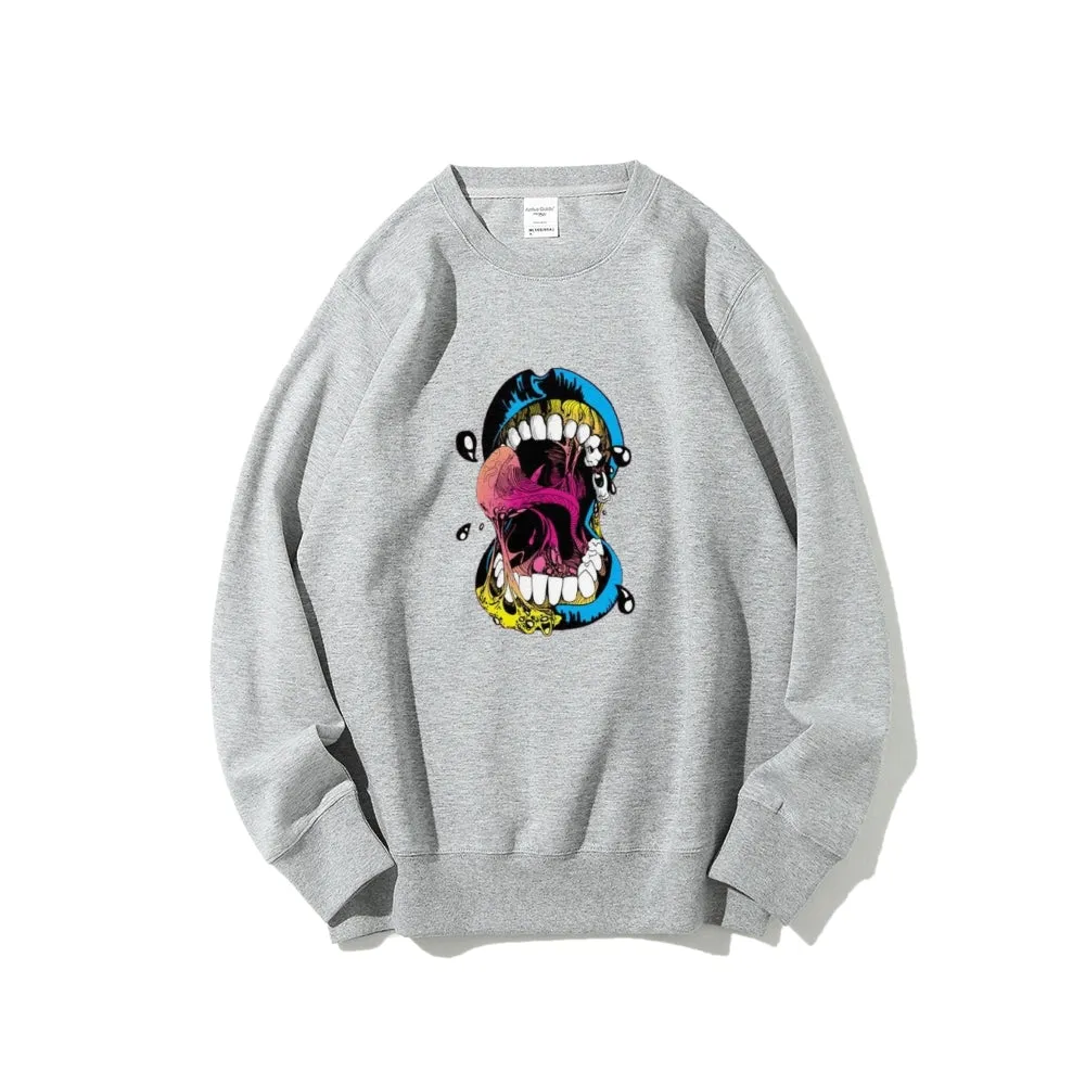 Mens Big Mouth Skull Graphic Sweatshirts